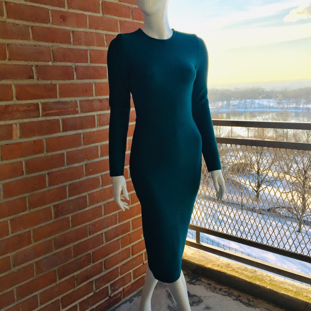Emerald Halter Back Side-Slit Dress (Green) -Small